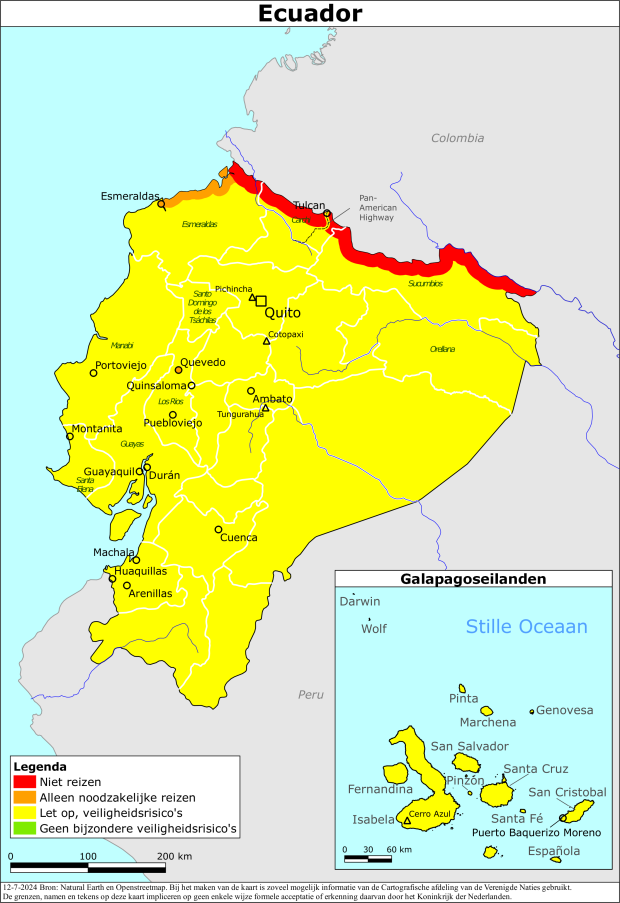 reisadvies kaart Galapagos eilanden
