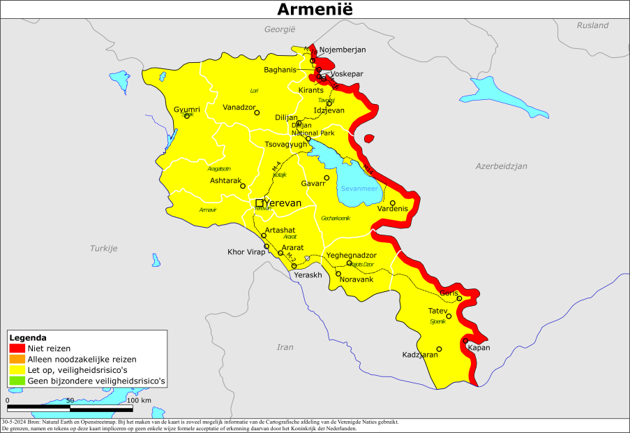 reisadvies kaart Armenië