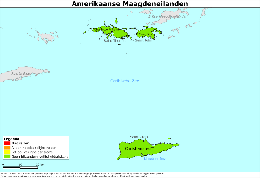 reisadvies kaart Amerikaanse Maagdeneilanden