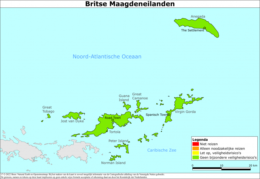 reisadvies kaart Britse Maagdeneilanden