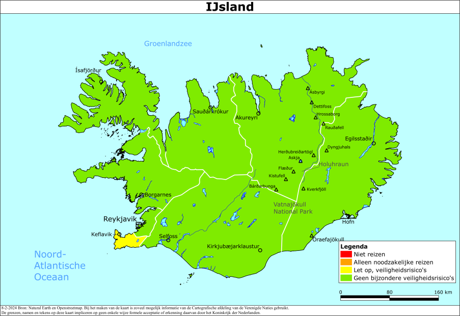 reisadvies kaart IJsland