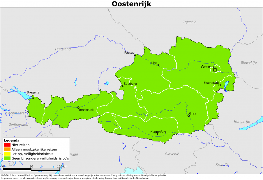 reisadvies kaart Oostenrijk