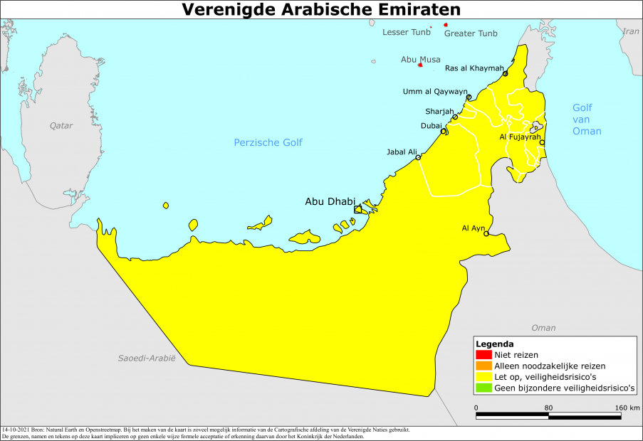 reisadvies kaart Abu Dhabi