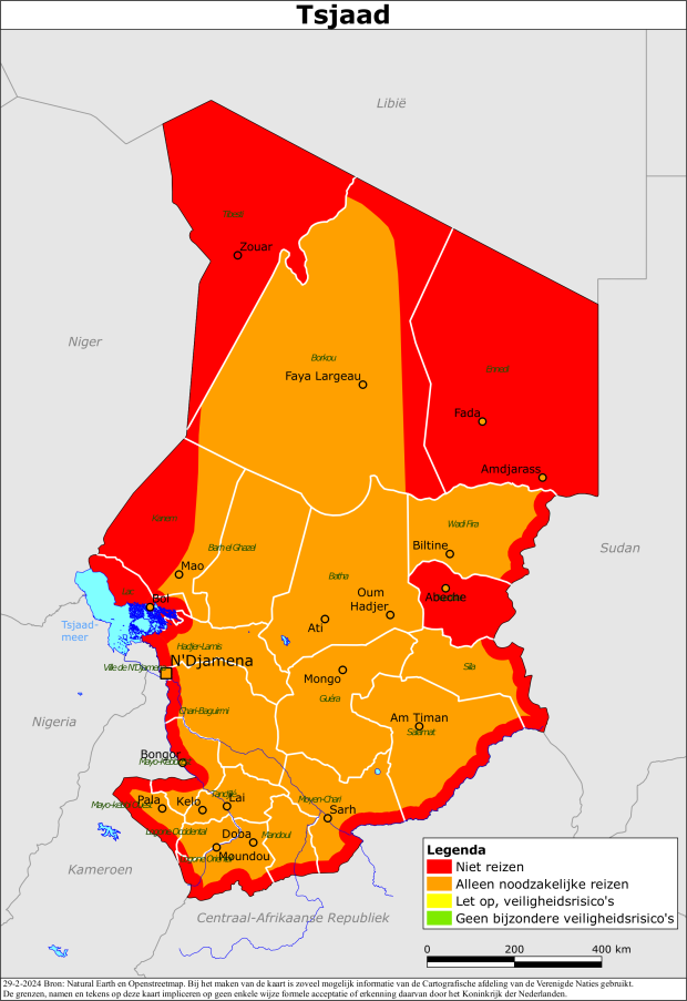reisadvies kaart Tsjaad